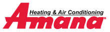 Amana Heating & Air Conditioning logo in red and black text.