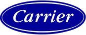 Blue oval logo featuring the word "Carrier" in white italic font.